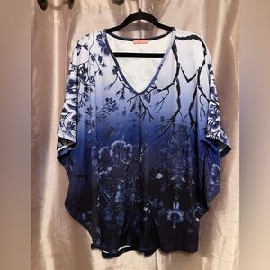 Elegant Blue Floral Women's Top